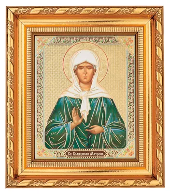 Ikone Heilige Matrona 14x16cm im Rahmen mit Glas