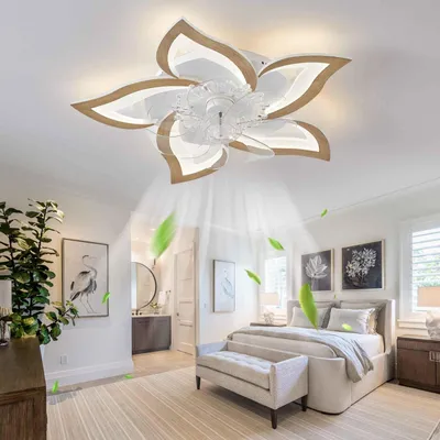 Immagine prodotto di Ventilatore da soffitto AIORBER a LED con illuminazione, effetto legno, dimmerabile, app e telecomando, 6 livelli di velocità, silenzioso, lampada da soffitto per soggiorno e camera da letto, effetto legno