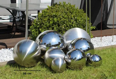 Produktbild von Edelstahl Deko-Kugel groß matt Ø 30cm Gartendeko Rosenkugel Beet Teich Hohlkugel schwimmfähig XXL