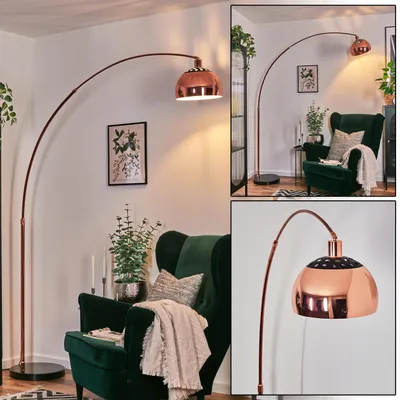 Produktbild von Gavirate Stehlampe aus Metall in Schwarz/Kupfer/Weiß im Retro/Vintage-Design