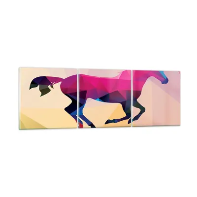 Produktbild von Bilder auf glas - Pferd Tiere Geometrie Diamant - 150x50cm - Glasbilder - Wandbilder - Kunstdruck - zum Aufhängen bereit - Wanddekoration aus Glas - Glas Bilder - Wandbild auf Glas - GCA150x50-2803