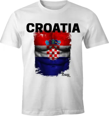 Produktbild von EM T-Shirt Herren Fußball Kroatien Flagge Fanshirt Waschbrettbauch MoonWorks®  M