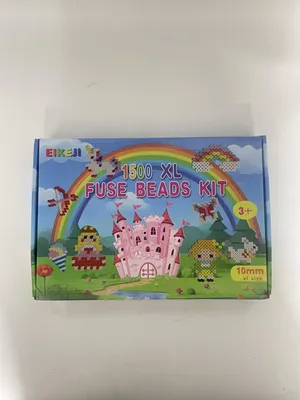 Imagen del producto de Perlas para planchar de 10 mm, 1500 unidades, 16 colores, con 16 plantillas y papel para planchar, ideales para niños y manualidades
