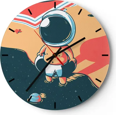 Produktbild von Wanduhr - Rund - Glasuhr - Abstraktion modern - 30x30cm - Schleichendes Uhrwerk - Lautlos - zum Aufhängen bereit - Dekoration Modern - Wanddekoration aus Glas - C3AR30x30-3847