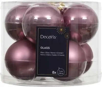 Productafbeelding van Kerstballen glas d7 cm vintage roze 8 st Decoris