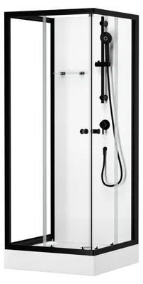 Produktbild von Komplettdusche 80×80×195 cm, Duschtasse, Gleittüren, 5 mm ESG, Armatur