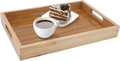 Productafbeelding van Famanu Serveerplank, rechthoekig met handgreep - Bamboe plank voor ontbijt en snacks - 30 x 20 x 4 cm
