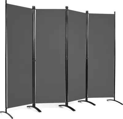 Obrázek produktu pro COSTWAY 4dílná přepážka, výška 173 cm, skládací přepážka, paraván, kovový rám, pro domácnost, kancelář, terasu (šedá, 4 kusy)