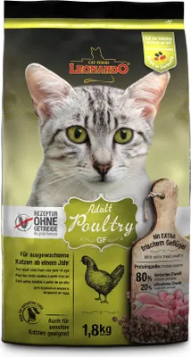 Zdjęcie produktu dla Leonardo Cat Food Adult Poultry GF, Dorosły, Każda rasa, Drób, 1,8 kg, Nie zawiera ziarna, Bezglutenowe