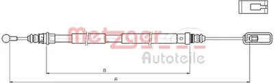 Produktbild von METZGER Handbremsseil Seilzug Feststellbremse passend für PEUGEOT 807 MPV Hinten Rechts 10.4721