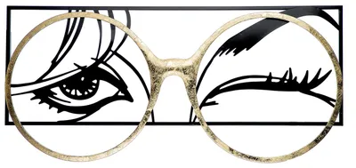 Produktbild von Casablanca by Gilde Wandrelief "Twinkle" schwarz mit goldfarbener Brille, mit Aufhängung, H.90 cm, 84254