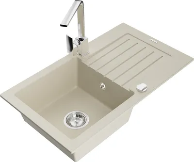 Produktbild von Mexen Pablo 1 Becken-Granitspüle mit Abtropffläche und Mischbatterie Rita, Beige - 6510-69-670300-00