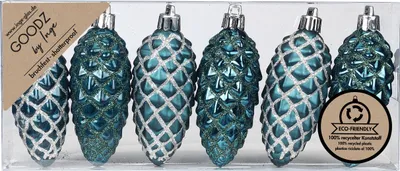 Produktbild von Christbaumschmuck Kunststoff Zapfen 9cm Emerald 6er Set