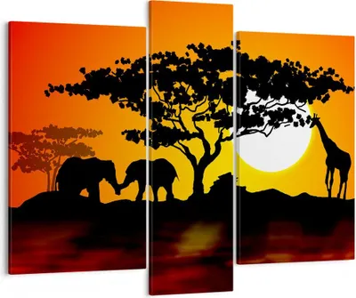 Produktbild von Bild auf Leinwand - Leinwandbild - Tiere Safari Savanne Giraffe - 95x80cm - Wand Bild - Wanddeko - Leinwanddruck - Bilder - Kunstdruck - Wanddekoration - Leinwand bilder - Wandkunst - CB95x80-0539