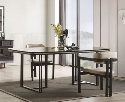 Produktbild von Luxus Set für Esszimmer Esstisch und 4x Stuhle Moderner Stil Holz möbel