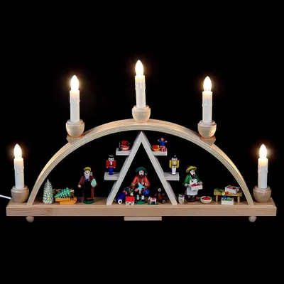 Immagine prodotto di Glässer Volkskunst "Mercatino di Natale di Seiffen con arco di candele, illuminato elettricamente"