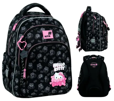 Zdjęcie produktu dla Plecak szkolny ortopedyczny czarny dziewczęcy 9-12 lat Hello Kitty Kite