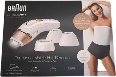 Produktbild von Braun IPL Silk Expert Pro 5 epilátor pre ženy/mužov, 4 nástavce, viditeľné odstránenie chĺpkov, Designed In Germany, Venus intimate shaver, Alterna
