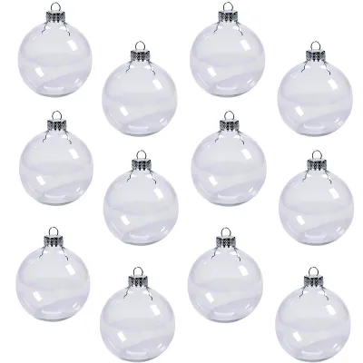 12 durchsichtige Plastik-Ornamentkugeln, 60 mm, DIY-Weihnachtskugeln