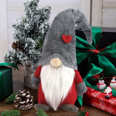 Productafbeelding van Kerstkabouter - 41 cm - Pluche - Zweeds - Rood, grijs, wit en crème