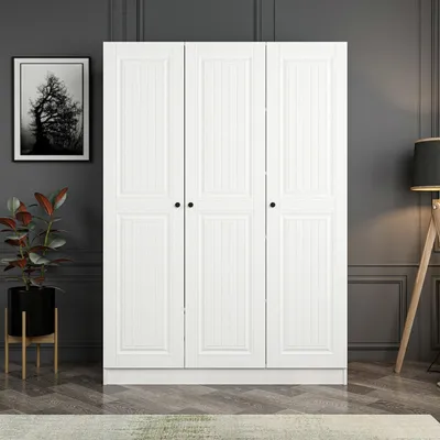 Produktbild von Skye Decor, Kale White - 2257, Kleiderschrank, Weiß, 100 % MELAMINBESCHICHTETE SPANPLATTEN, 135 x 52 x 190 cm