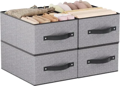 Obrázok produktu pre 4 kusy úložných boxov, látkové, sivé, 33 × 23 × 14 cm, farba: sivá