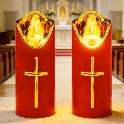 Immagine prodotto di Luci a LED per esterni, 2 candele a LED, luci commemorative - rosse