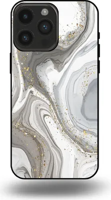 Produktbild von Smartphonica Handytasche passend für iPhone 14 Pro Max mit Marmordruck - TPU Rückseitenschutzhülle Marmordesign - Silber