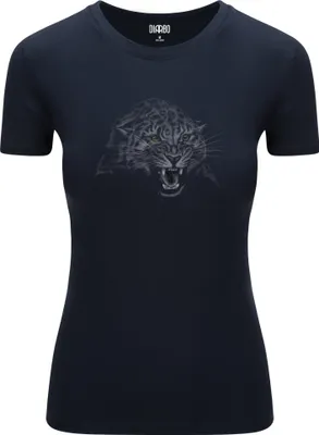 Produktbild von Diarbo Damen T-Shirt mit Aufdruck Wildtierporträts Leopardenkopf Dunkelblau Gr.M