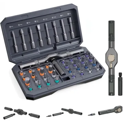 Immagine prodotto di Set di cacciaviti magnetici 42-in-1 con meccanismo a ratrapello, colore grigio