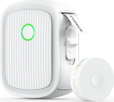 Produktbild von Inateck Etikettendrucker, Mini Bluetooth Tragbarer Labeldrucker, Tintenlos mit Rolle Gap-Thermopapier, für Zuhause Büro kompatibel iOS & Android