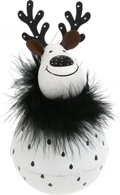 Produktbild von Deko-Rentier Metall Weiß Schwarz Advent Dekofigur H15,5cm Ø8cm Weihnachtsdeko