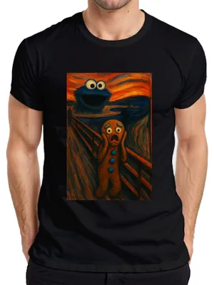 Produktbild von Lebkuchenmann Schrei Keksmonster Abendrot Grusel Karneval Herren T-Shirt, Schwarz, S