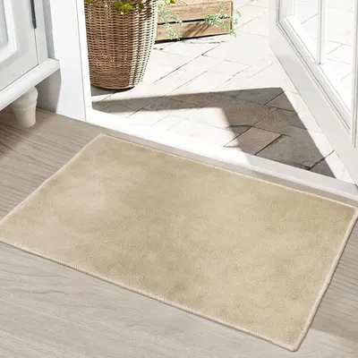 Imagen del producto de Alfombra antideslizante beige, de 60 x 90 cm, lavable, para uso en interiores