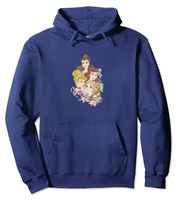 Productafbeelding van Disney Prinsessen, bloemenprint, Belle, Doornroosje, Ariel, Rapunzel, C1, trui met capuchon