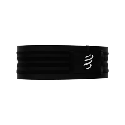 A black running belt with a white logo.