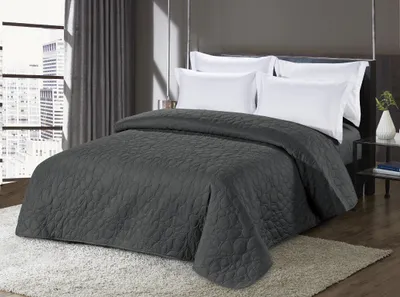 Zdjęcie produktu dla Ciemnoszara narzuta ze wzorem STONE Rozmiar: 220 x 240 cm