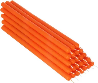 Produktbild von 25x Orange Bienenwachs 21cm Tafelkerze Ritualkerze Osterkerzen Farbig 36345