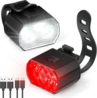 Zdjęcie produktu dla Oświetlenie rowerowe LED, wodoszczelność IPX6, ładowanie przez USB, 6 + 6 trybów
