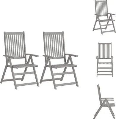 Image de vidaXL Chaises de jardin réglables 2 pcs. Gris Acacia massif - Chaises de jardin