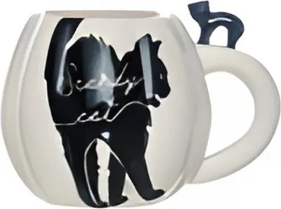 Produktbild von Weiße Halloween Kürbis Tasse mit schwarzer Katze