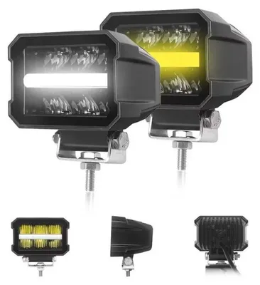 Obrázek produktu pro Univerzální LED světlomet s LED diodami, bílé světlo, s denním svícením (DRL), bílo-oranžové obrysové světlo, 12 V – 24 V, E‑