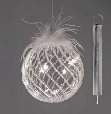 Produktbild von formano Weihnachtskugel LED mit Timer Glaskugel 15 cm zum Hängen Hängedeko Glas