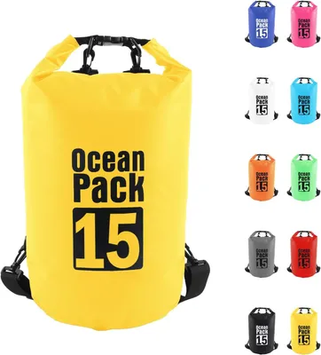 Image de Sac étanche, 15 litres, avec fermeture à rouleau, bandoulière réglable, idéal pour les sports nautiques
