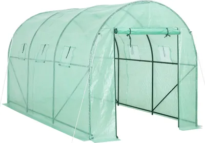 Produktbild von GARDEBRUK® Foliengewächshaus 7m² aufrollbare Tür 6 Fenster Treibhaus Tomatenhaus Folientunnel Anzucht 350x200x200cm