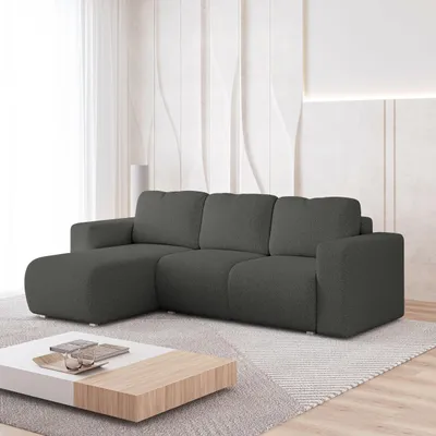 Produktbild von Masseno Ecksofa RINOVA mit Schlaffunktion L-Form, Sofa mit Bettkasten, Wohnzimmersofa, Couch, Soffa, Bettsofa, Couchgarnitur- Grau, QUELLE 92