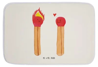 Produktbild von Mr. & Mrs. Panda Badematte Streichhölzer - Weiß - Geschenk, Badvorleger, Badezimmerteppich, Badteppich, Liebesbeweis, Badezimmer Matte, Freundin, Teppich Bad