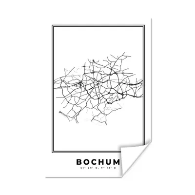Produktbild von MuchoWow® Poster Deutschland - Bochum - Stadtplan - Karte - Schwarz-Weiß - Karte 40x60 cm - Plakate für die Wand - Poster Babyzimmer