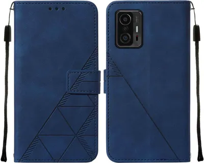 Produktbild von Xiaomi 11T Pro Hülle, Schlank Prägung Flip Leder Kartenfächer Schutzhülle mit Ständer für Xiaomi 11T / 11T Pro Blau