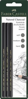 Obrázok produktu pre FABER-CASTELL Kohlestift Pitt fettfrei schwarz 3 in BK
